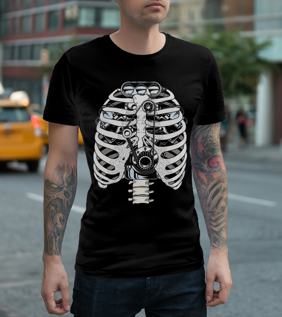 Mechanic Engineer Skeleton Ribcage Engine Mechanics T-Shirt