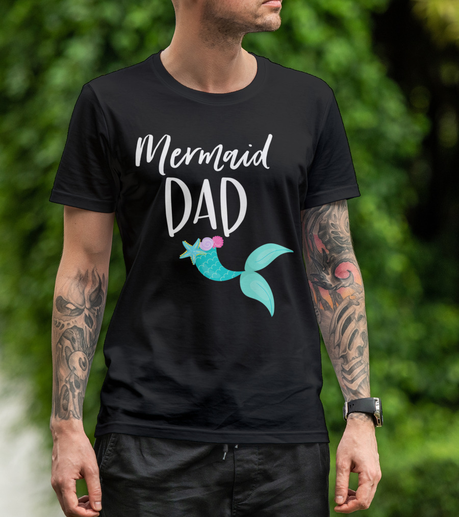 Mermaid Dad Birthday Party Outfit Merdad Mom Girl T-Shirt