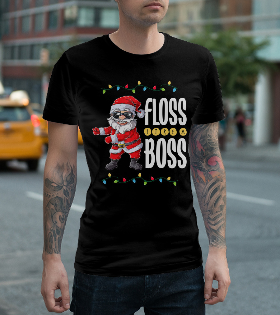 Floss Like a Boss Christmas Xmas Santa Dancing T-Shirt