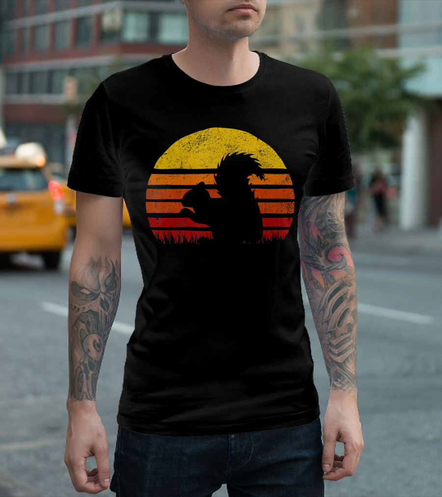 Squirrel Girl Sunset Silhouette Black Vintage Safari T-Shirt