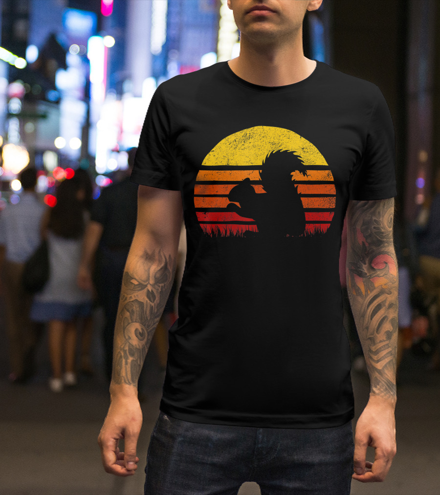 Squirrel Girl Sunset Silhouette Black Vintage Safari T-Shirt