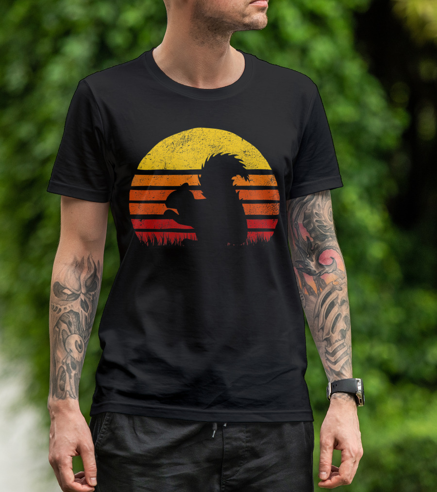 Squirrel Girl Sunset Silhouette Black Vintage Safari T-Shirt