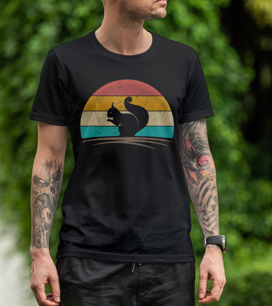 Squirrel Vintage 70S Retro Sunset T-Shirt
