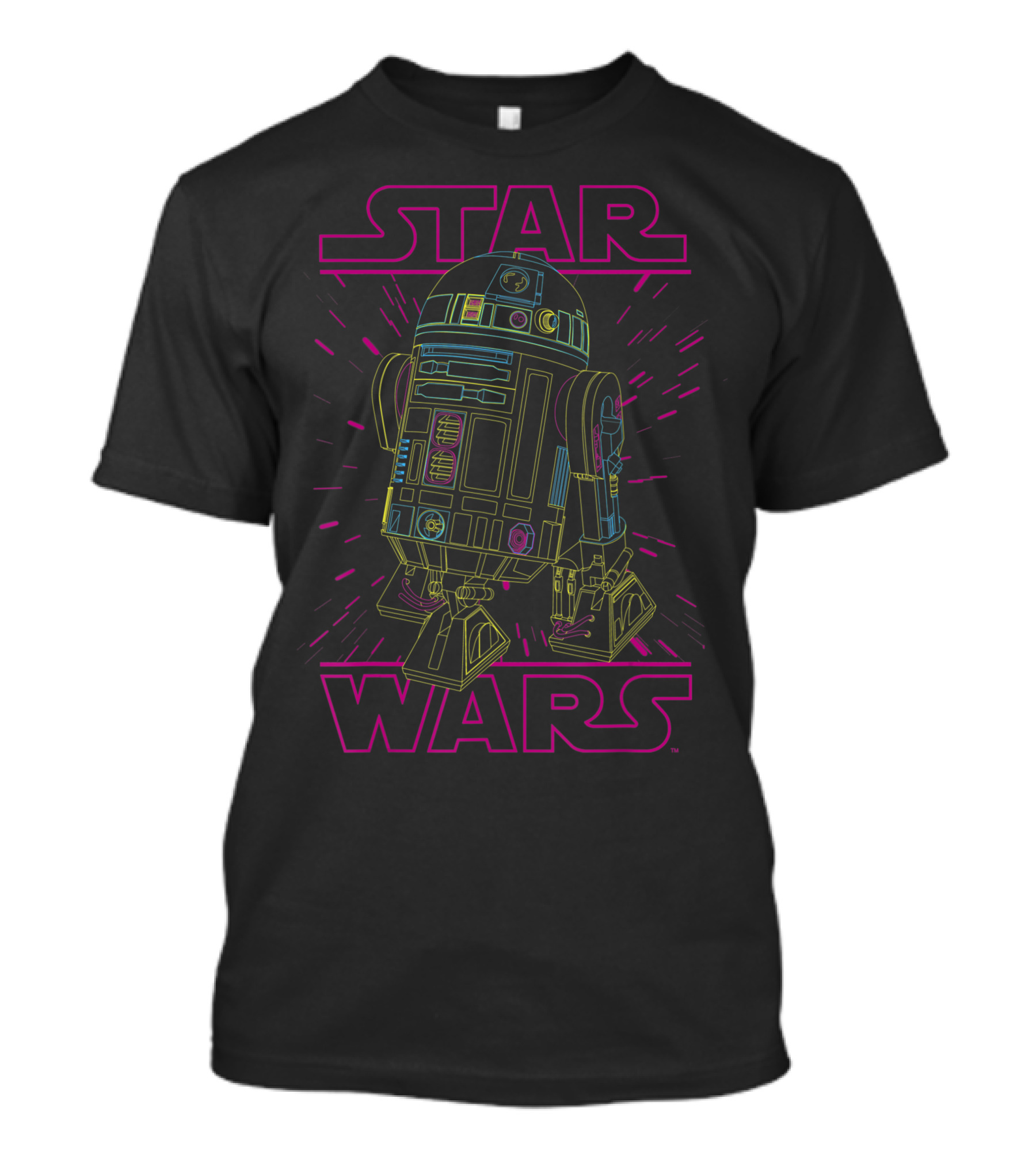Star Wars R2 D2 Vibrant Neon Line T-Shirt