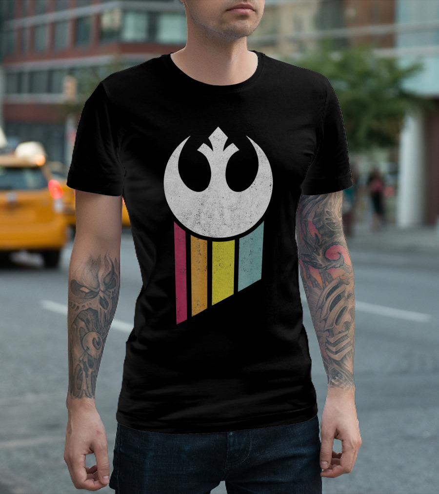 Star Wars Rebel Alliance Distressed Rainbow Emblem T-Shirt