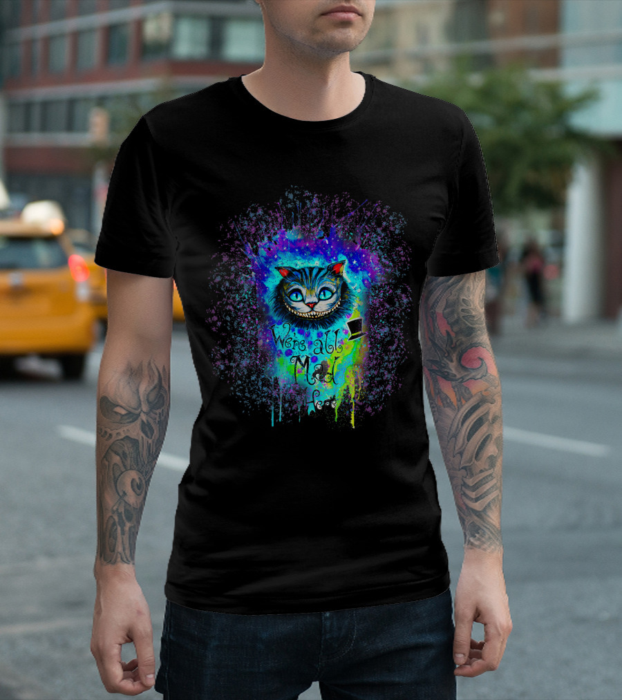 Cheshire Cat We're All Mad Here Watercolor Nebula Hat T-Shirt