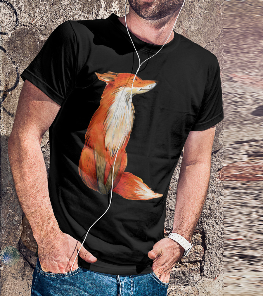 Watercolor Fox Wild Fox Cute Sitting Fox T-Shirt