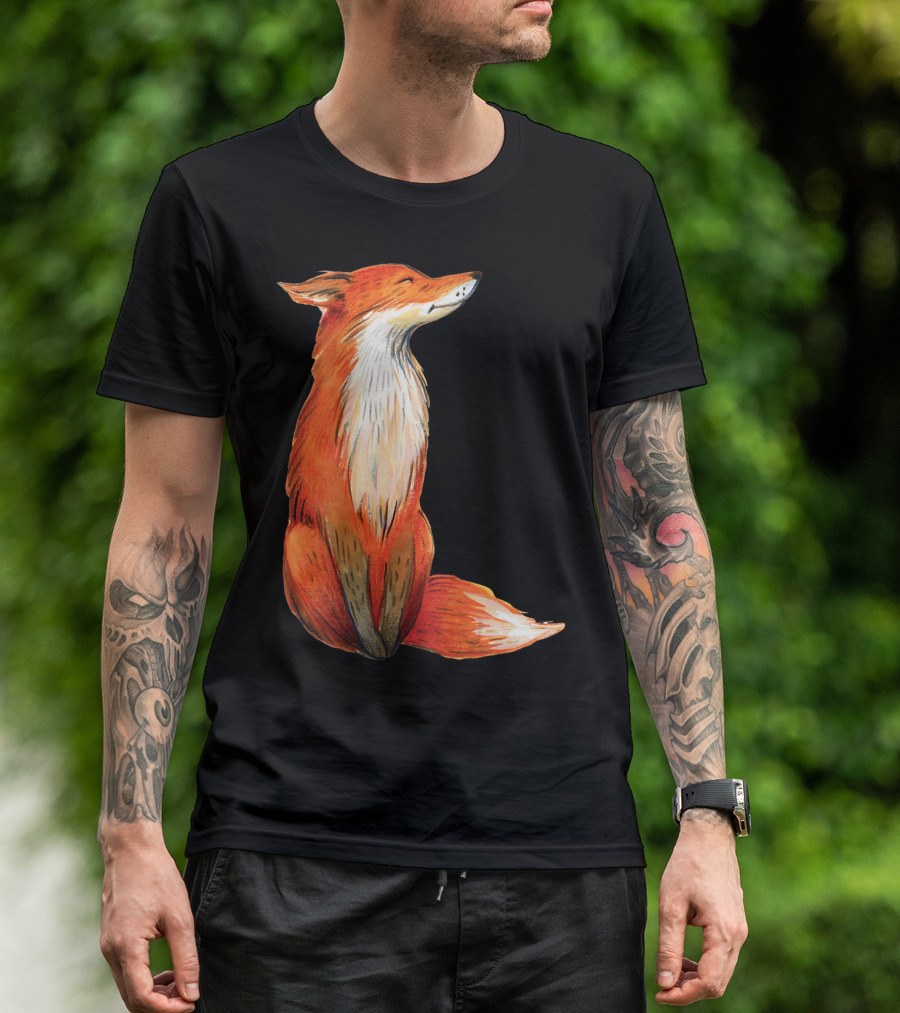 Watercolor Fox Wild Fox Cute Sitting Fox T-Shirt