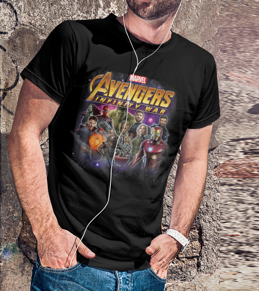 Marvel Avengers Infinity War Heroes Galaxy Battle Characters T-Shirt