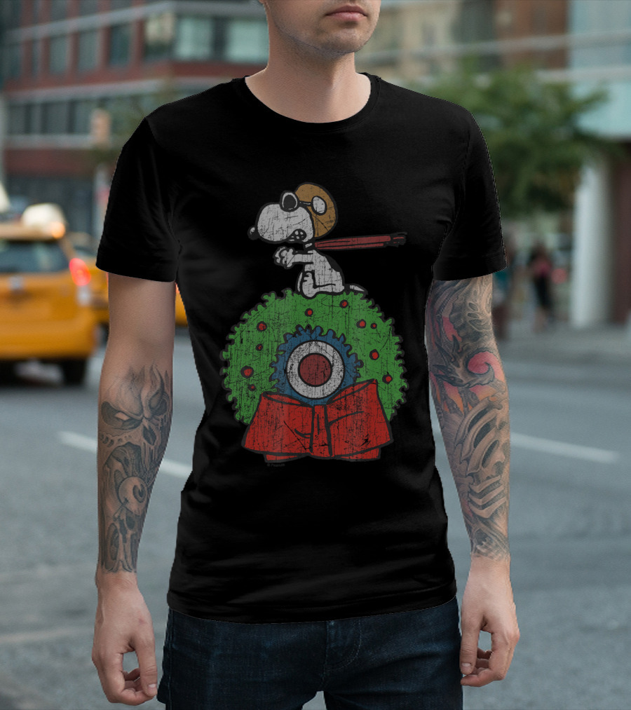 Snoopy Flying Ace Christmas Wreath Target T-Shirt
