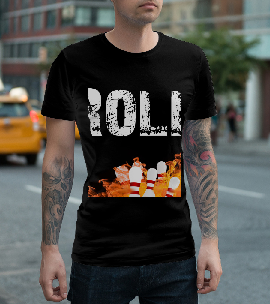 Bowling This Is How I Roll Bowling Flames Pins T-Shirt