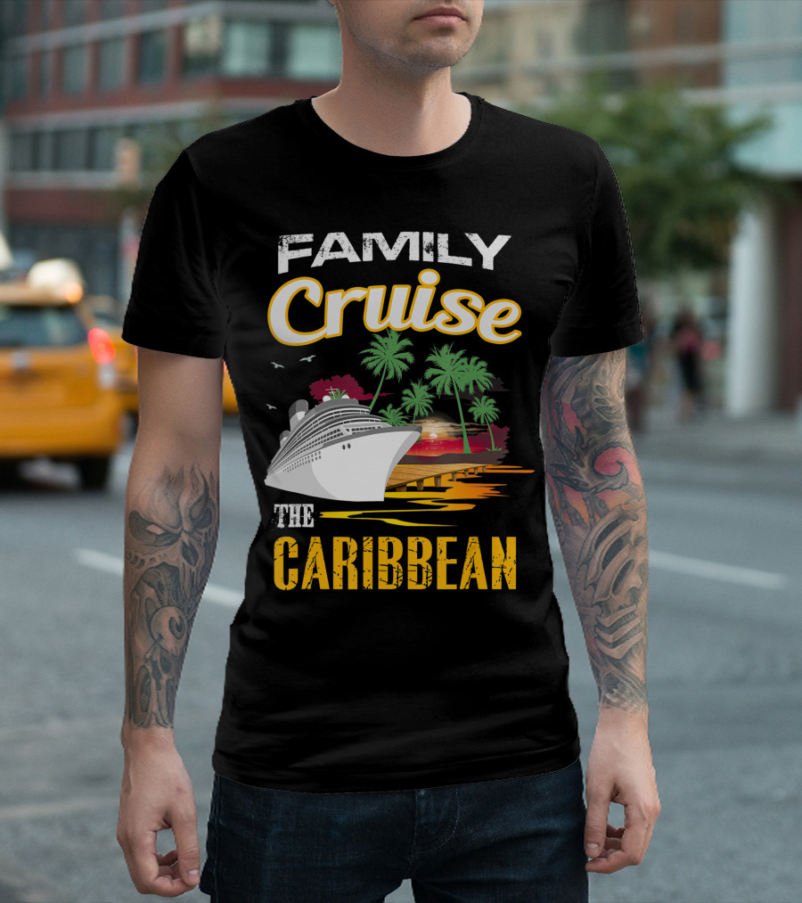 Family Cruise The Caribbean Sunset Island Adventure T-Shirt