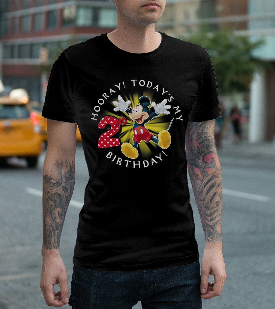 Disney Mickey Mouse Hooray Today’s My 2nd Birthday T-Shirt