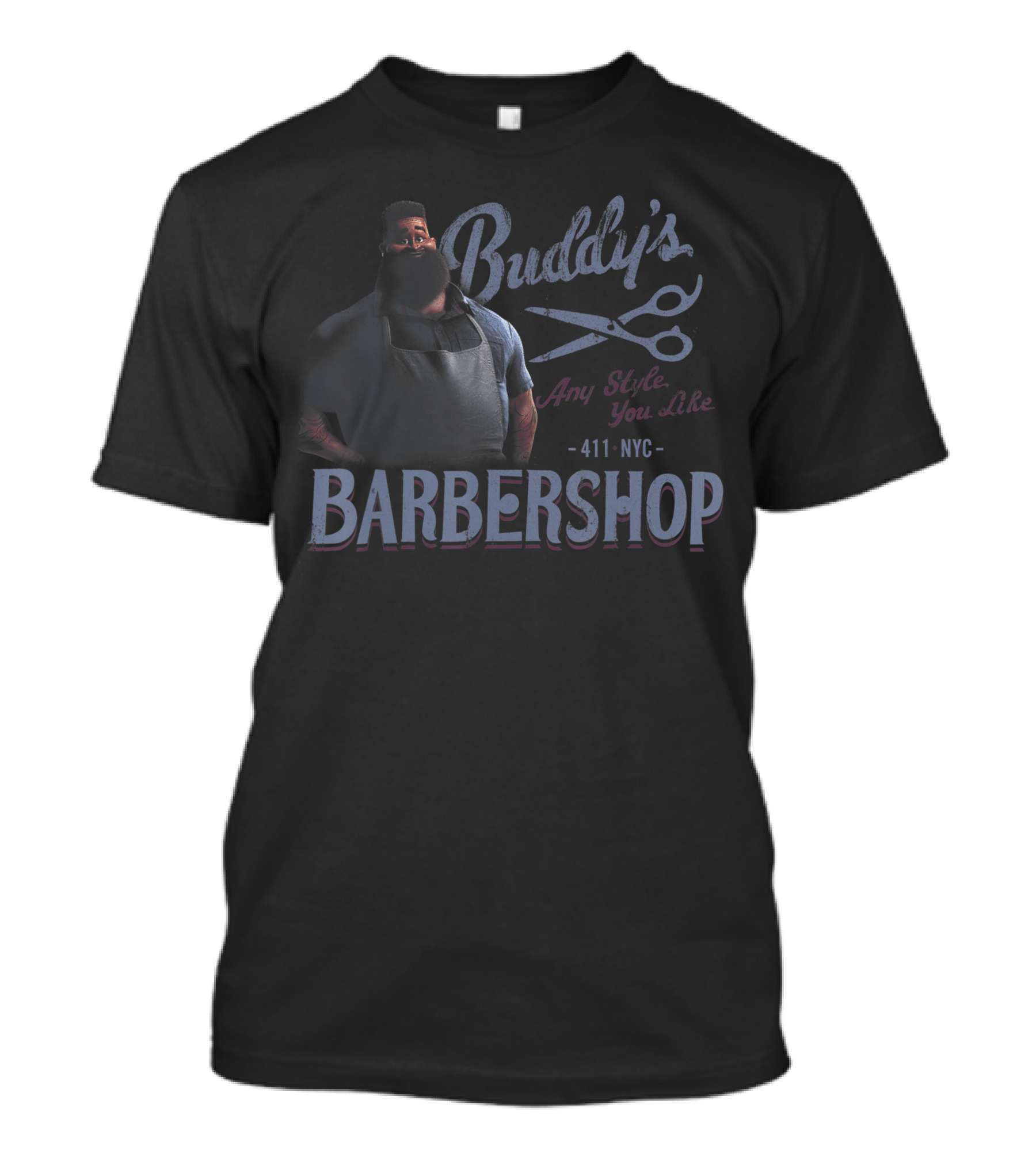 Buddy's Any Style You Like Barbershop 411 NYC Disney Pixar Soul T-Shirt