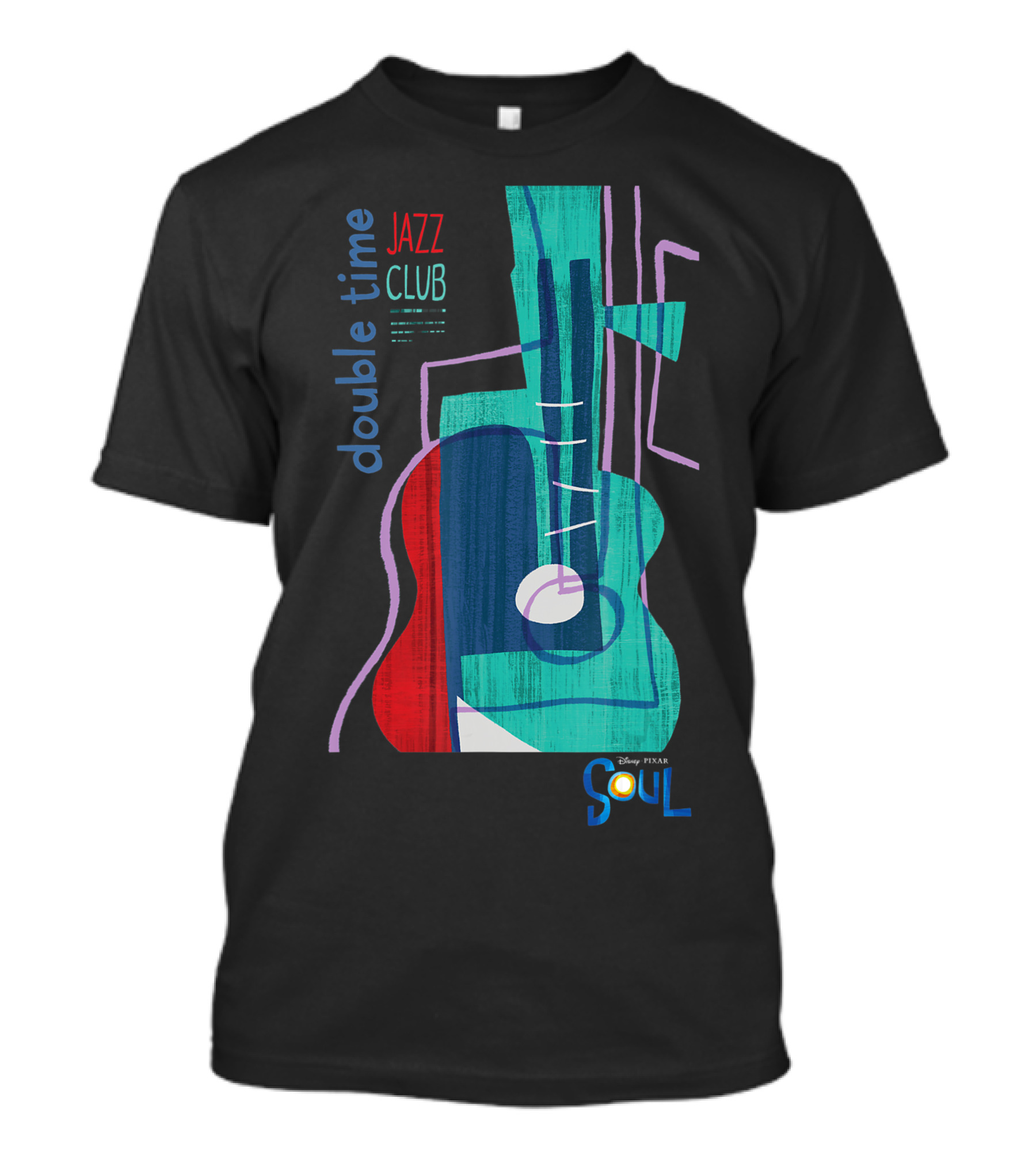 Disney Pixar Soul Double Time Jazz Club Colorful Abstract Guitar T-Shirt