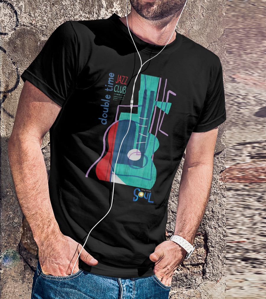 Disney Pixar Soul Double Time Jazz Club Colorful Abstract Guitar T-Shirt