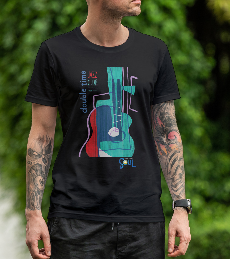 Disney Pixar Soul Double Time Jazz Club Colorful Abstract Guitar T-Shirt
