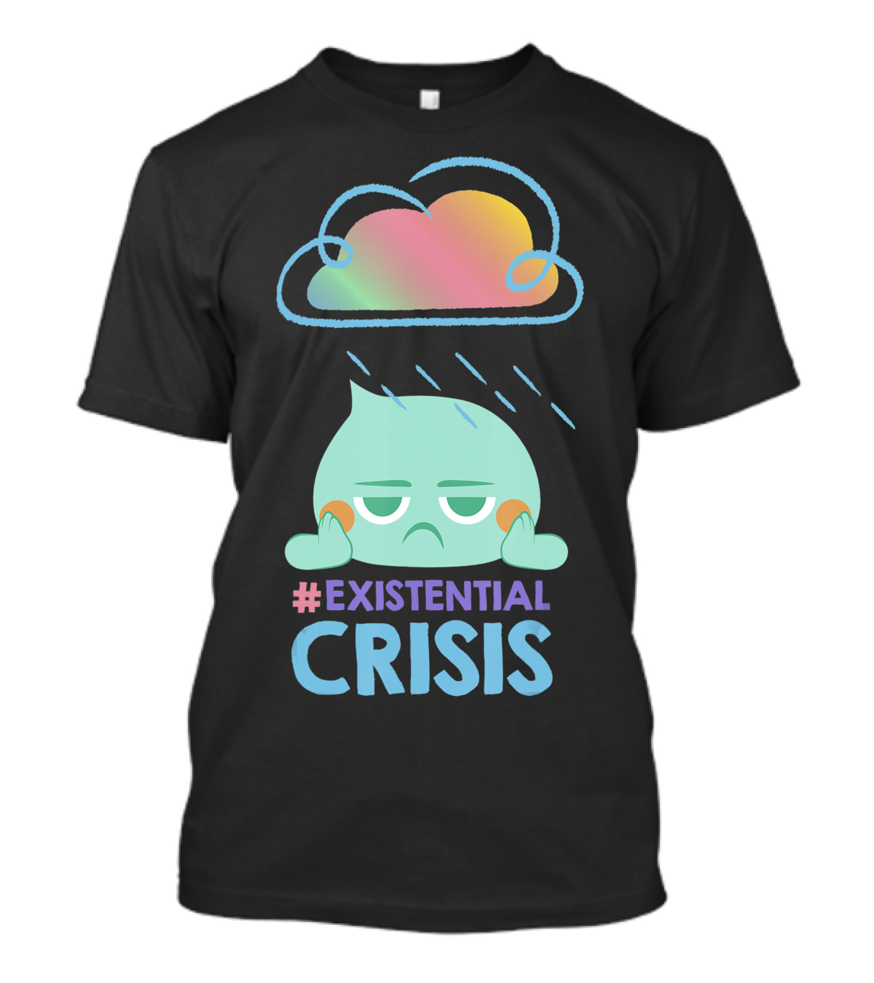 Disney Pixar Soul Hashtag Existential Crisis Sad Character And Colorful Cloud T-Shirt