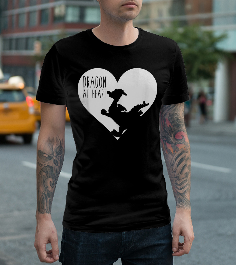 Dragon At Heart Silhouette In Love Shape T-Shirt