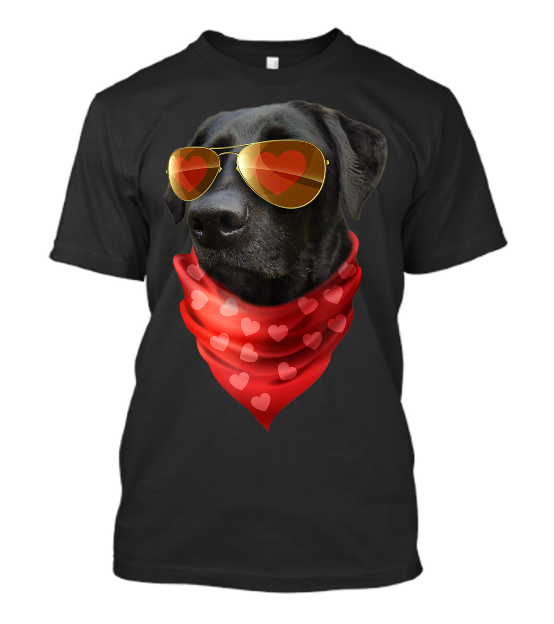 Labrador Valentines Day Heart Dog With Sunglasses And Scarf T-Shirt