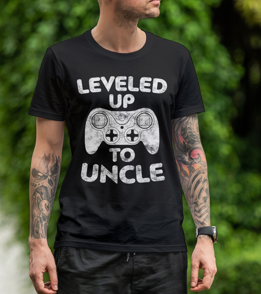 Mens Leveled Up To Uncle Controller Gaming Future Uncle T-Shirt