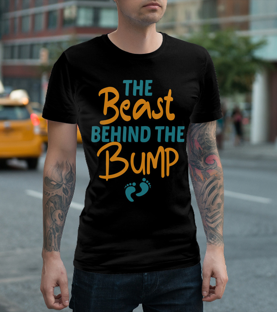 The Beast Behind The Bump with Baby Footprints T-Shirt
