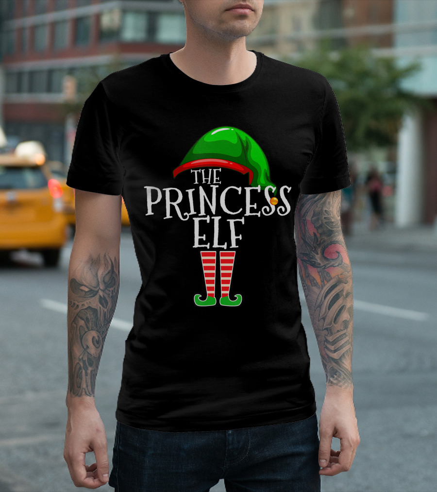 The Princess Elf Christmas Hat and Striped Legs T-Shirt