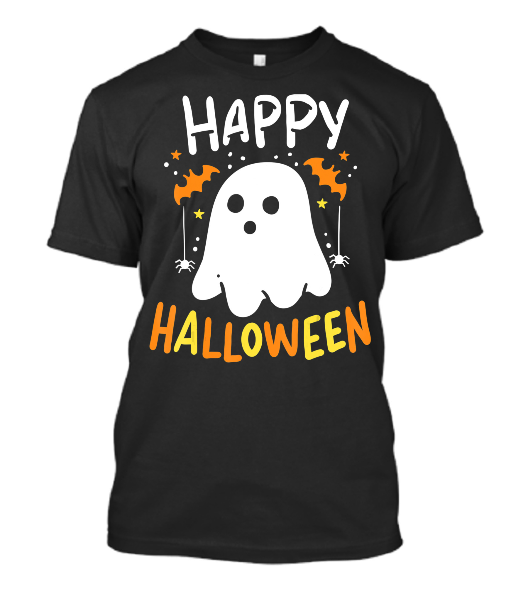 Happy Halloween Ghost With Bat Decorations T-Shirt