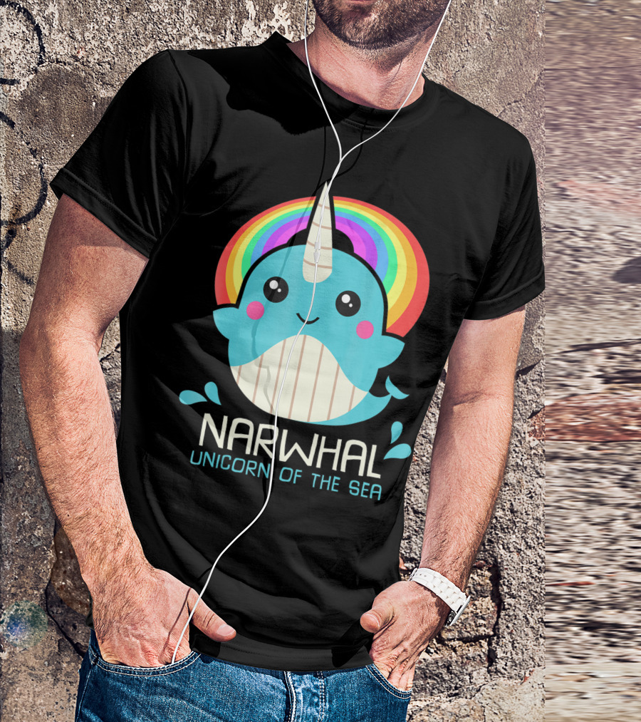 Narwhal Unicorn Of The Sea Kawaii Magic Whale Rainbow T-Shirt