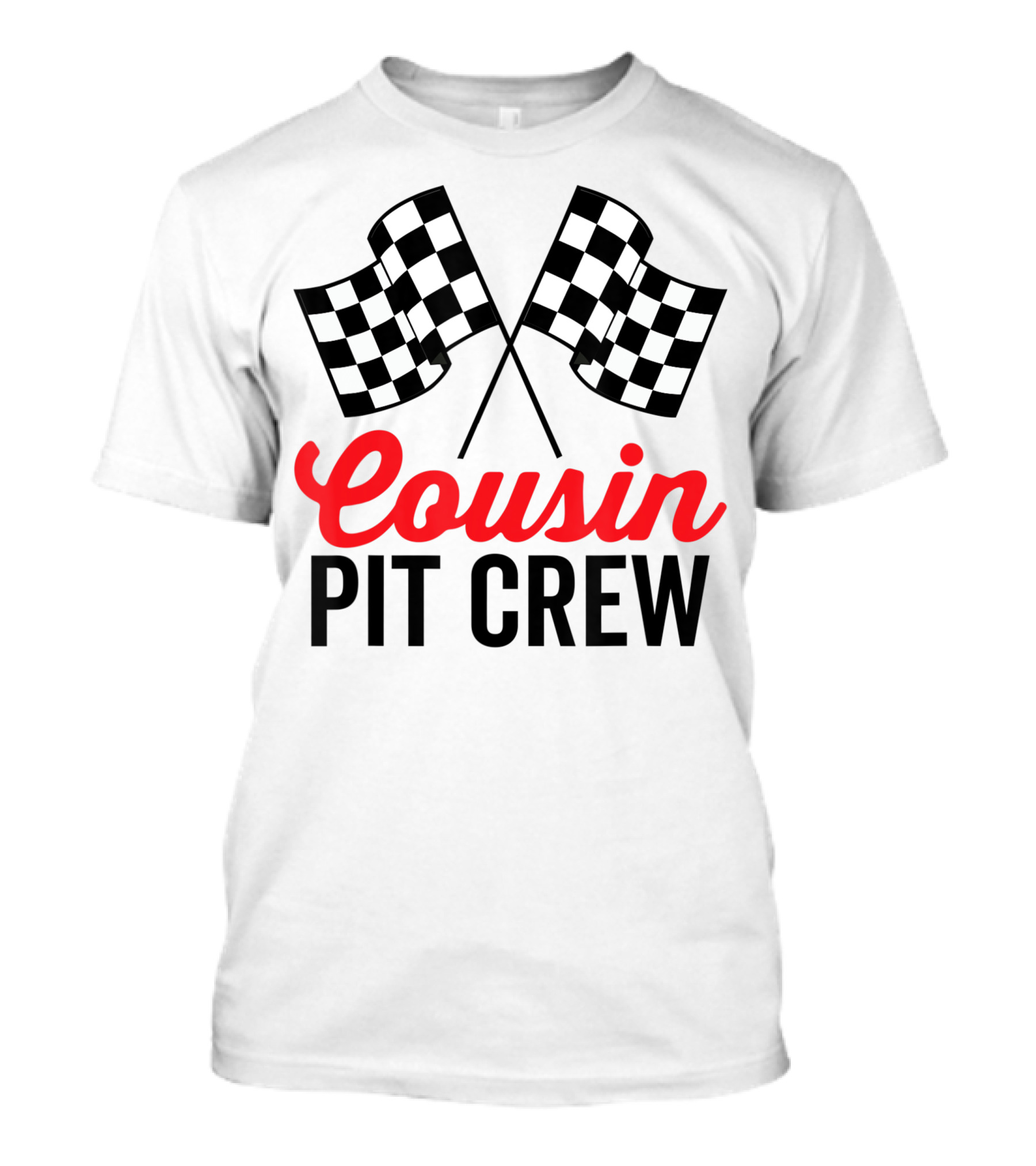 Cousin Pit Crew Racing Family Team Checkered Flags T-Shirt