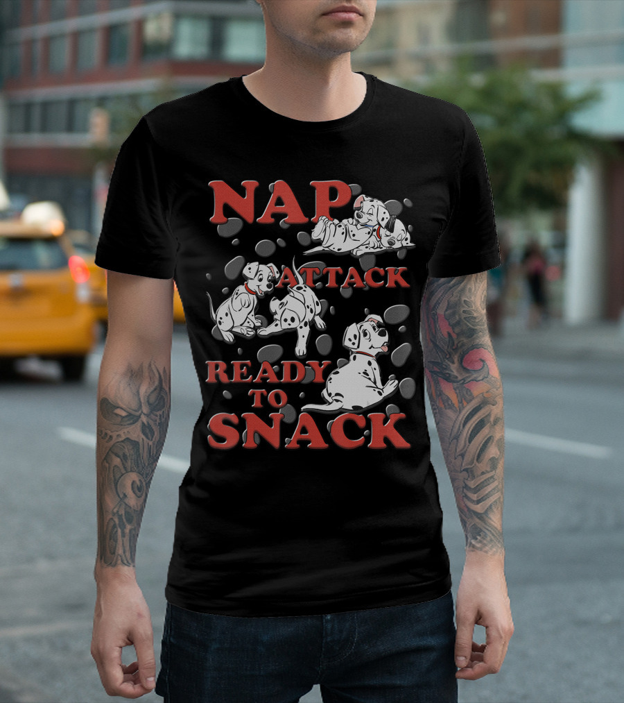 Nap Attack Ready to Snack Disney 101 Dalmatians Playful Puppies T-Shirt