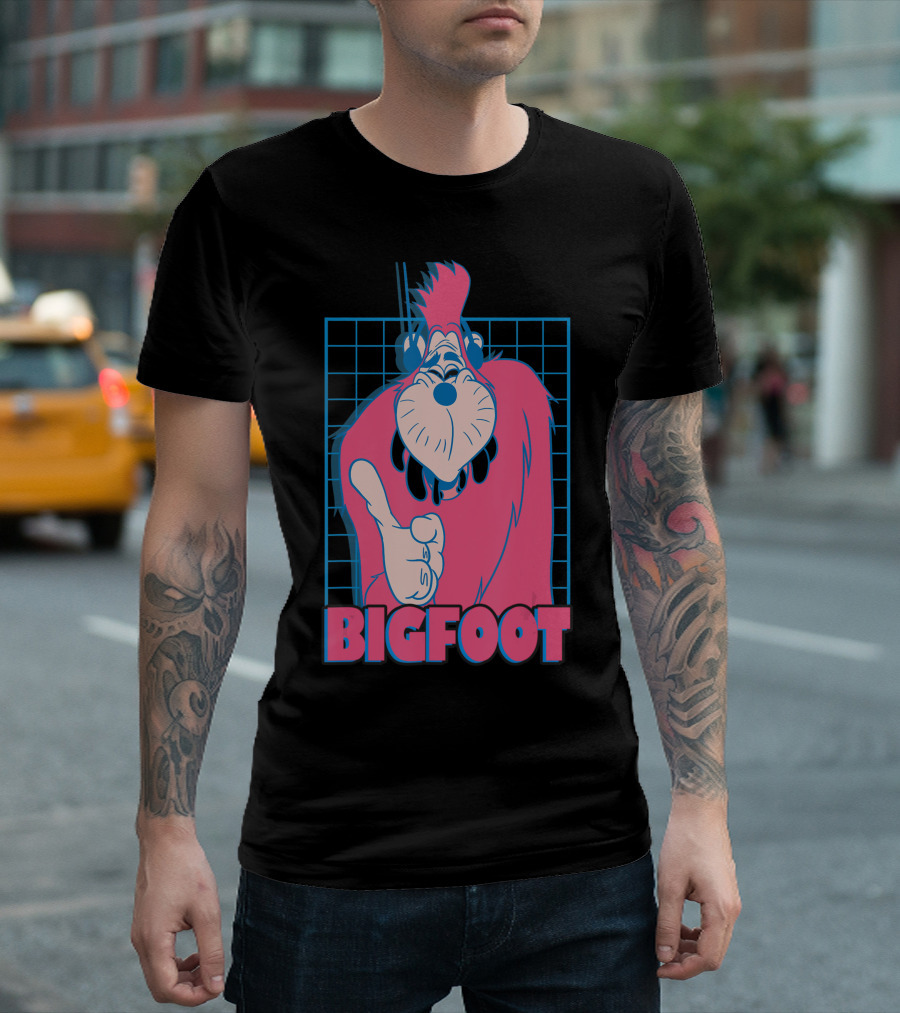 Disney A Goofy Movie Bigfoot Character On Retro Grid T-Shirt