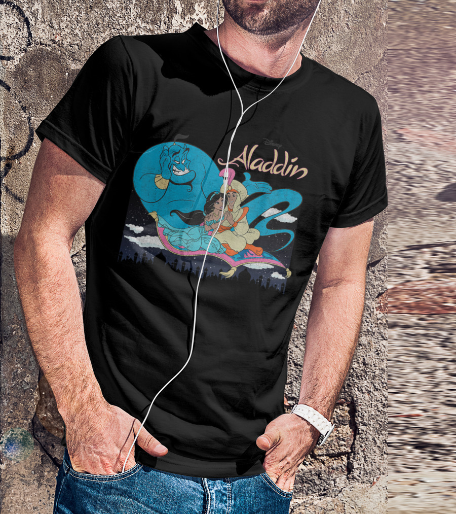 Disney Aladdin Genie Jasmine And Aladdin On Magic Carpet T-Shirt