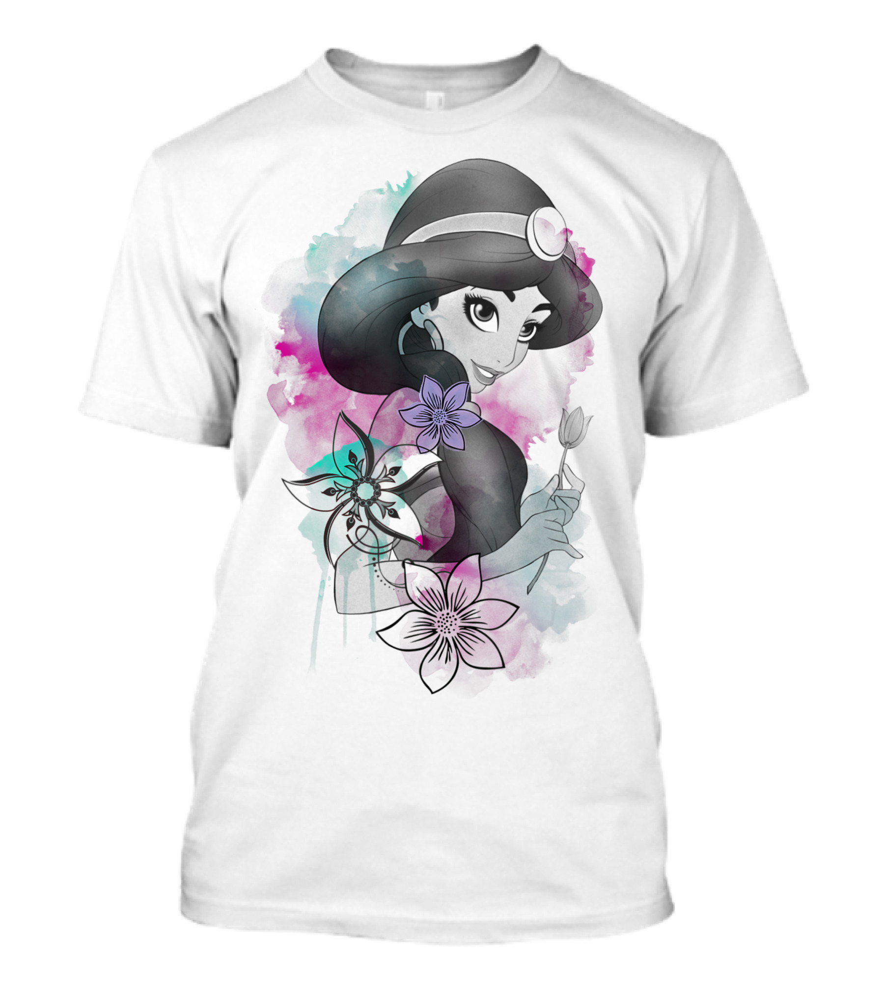 Disney Aladdin Jasmine Floral Watercolor T-Shirt
