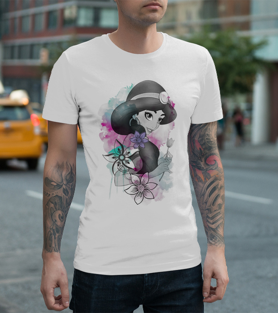 Disney Aladdin Jasmine Floral Watercolor T-Shirt
