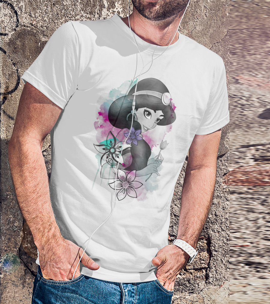 Disney Aladdin Jasmine Floral Watercolor T-Shirt