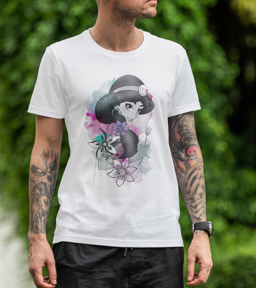 Disney Aladdin Jasmine Floral Watercolor T-Shirt