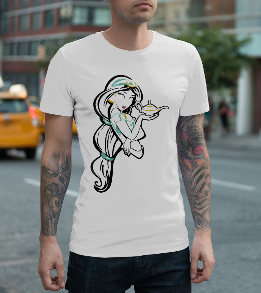 Disney Aladdin Jasmine Magic Lamp Sketch T-Shirt
