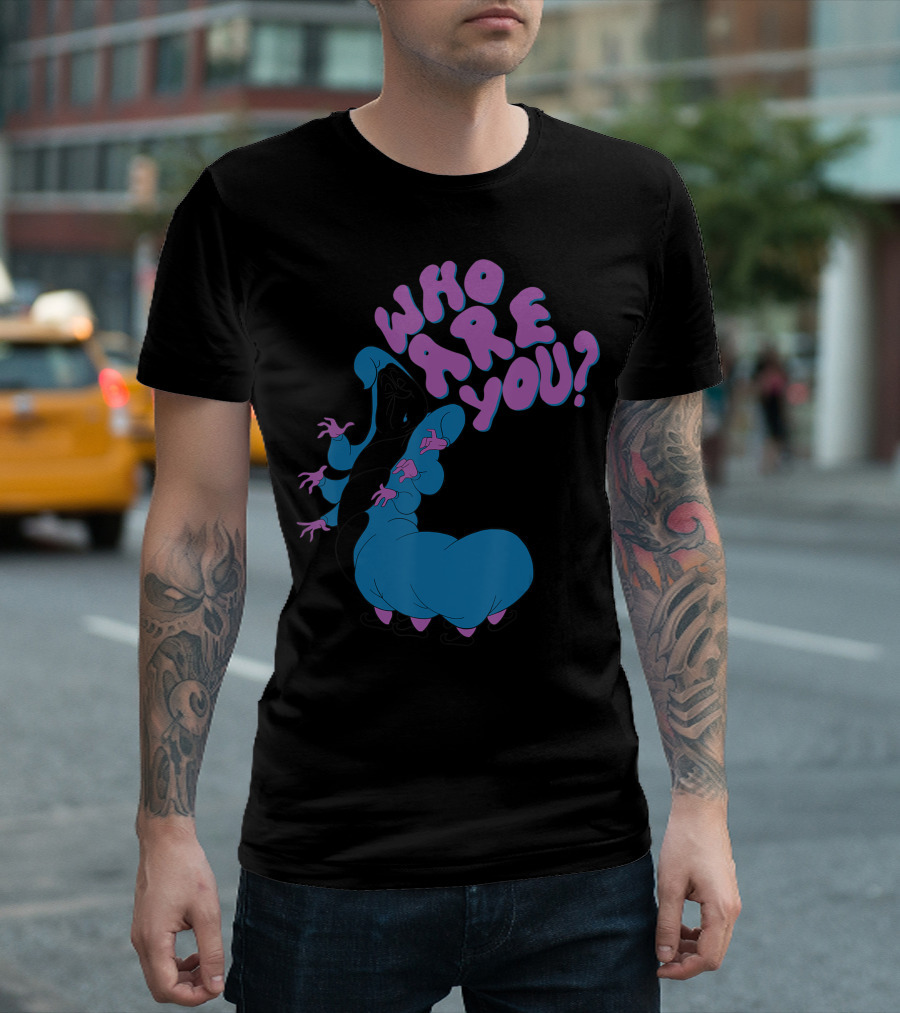 Disney Alice In Wonderland Caterpillar Who Are You Question Purple Text Blue Character T-Shirt