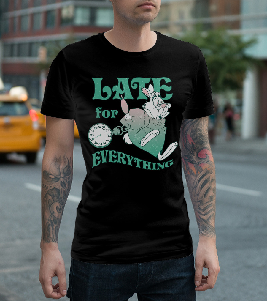 Disney Alice In Wonderland White Rabbit Late For Everything T-Shirt