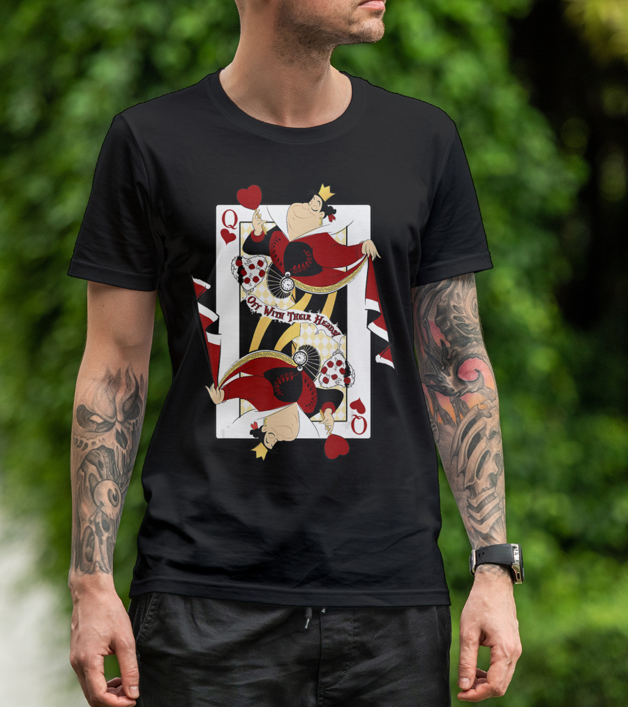 Disney Alice In Wonderland Queen Of Hearts Playing Card Off With Their Heads T-Shirt