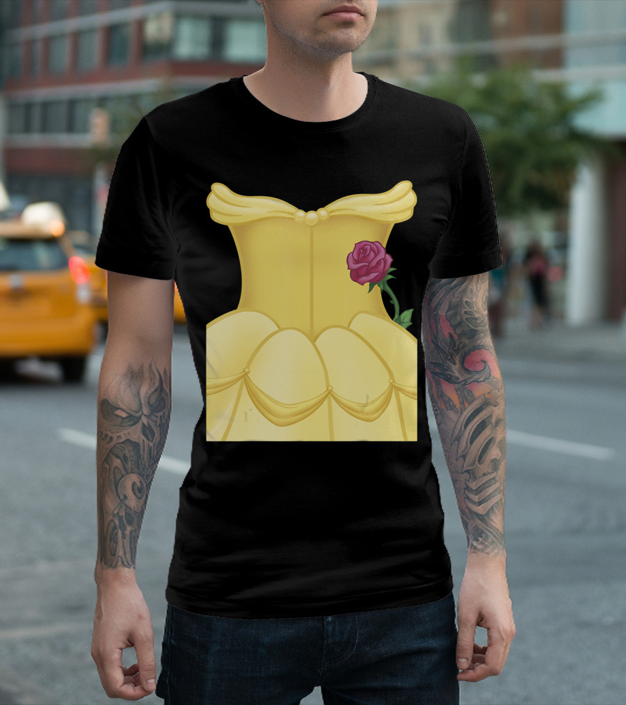Disney Beauty And The Beast Belle Yellow Dress Rose T-Shirt