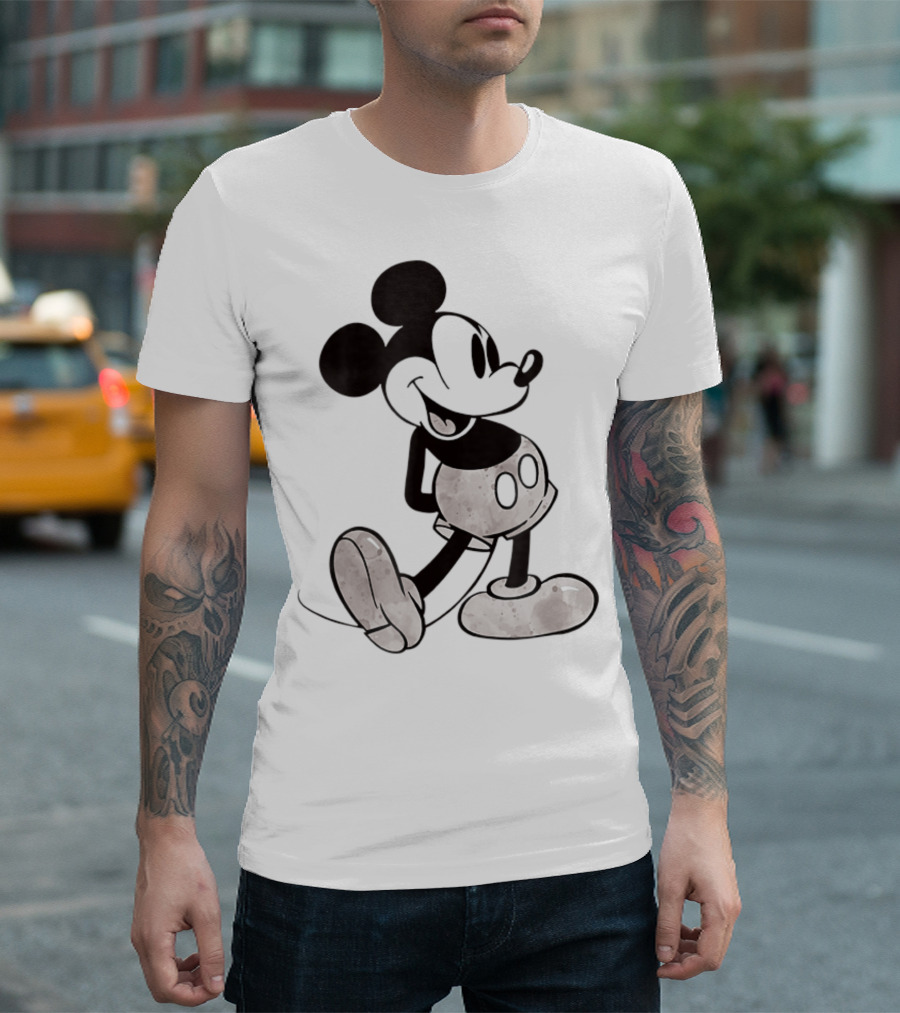 Disney Vintage Style Black And White Mickey Mouse Classic T-Shirt