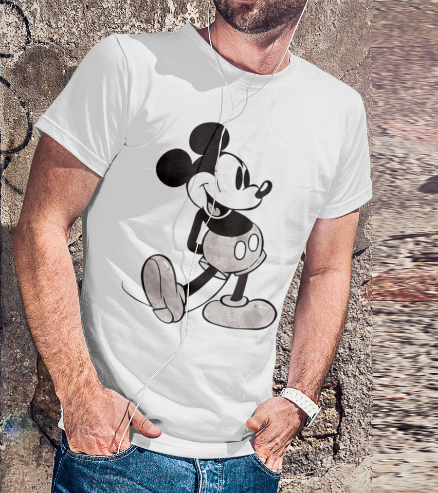 Disney Vintage Style Black And White Mickey Mouse Classic T-Shirt