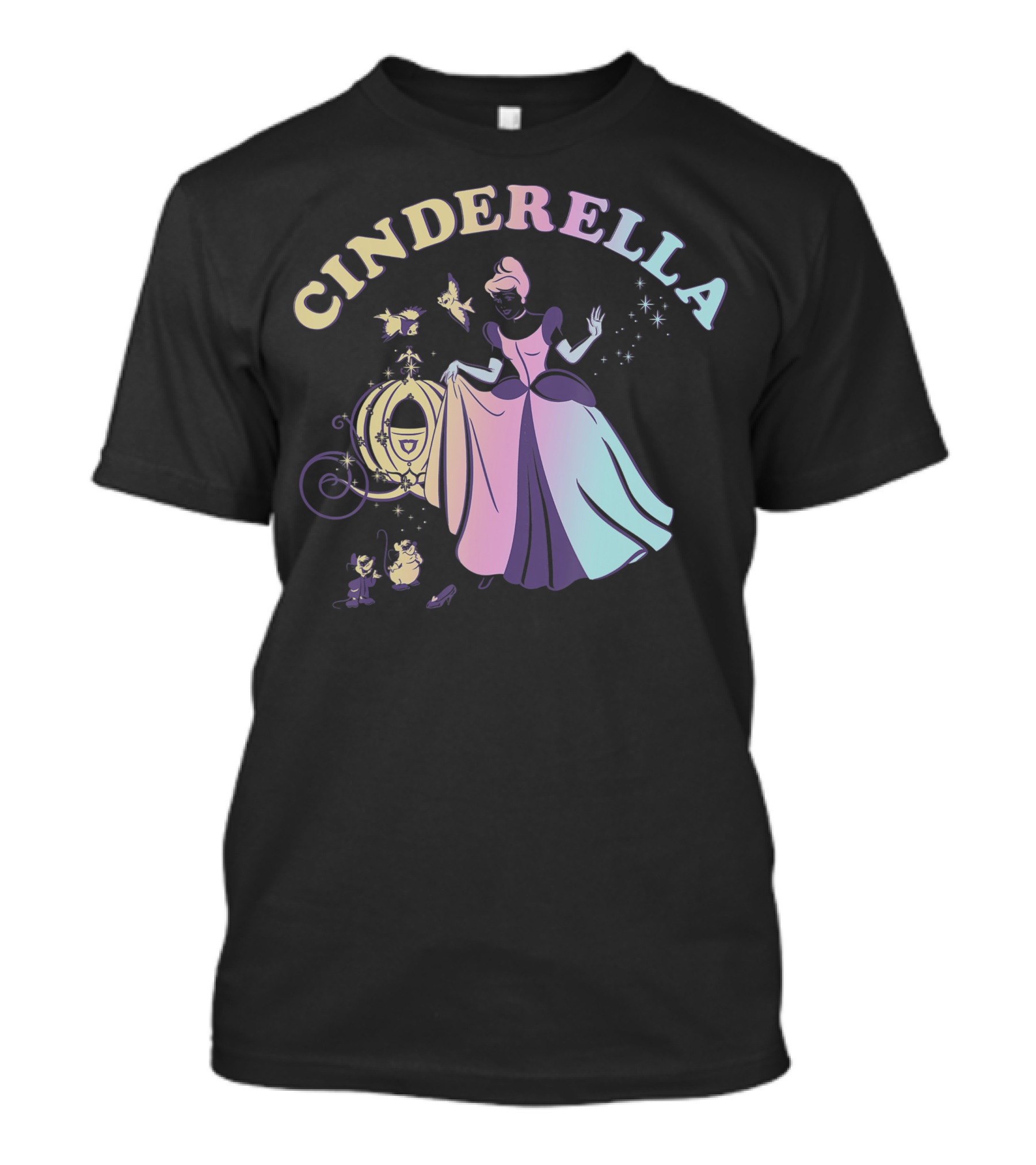 Cinderella Carriage Pastel Hues With Fairy Tale Characters T-Shirt