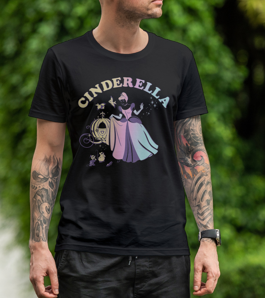 Cinderella Carriage Pastel Hues With Fairy Tale Characters T-Shirt