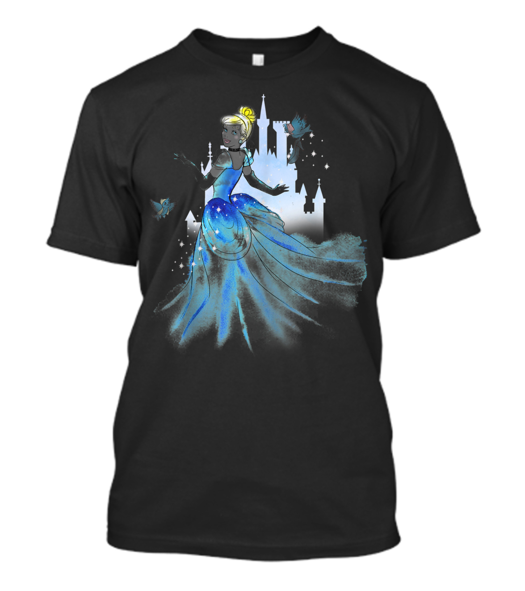 Cinderella Watercolor Twirling Castle Background Disney T-Shirt