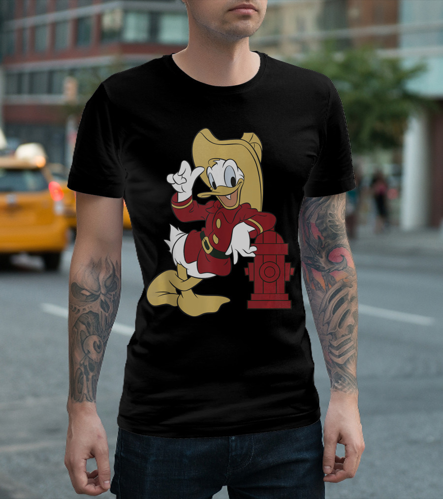 Disney Donald Duck Firefighter Hydrant Pose T-Shirt