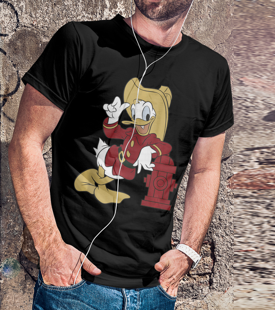 Disney Donald Duck Firefighter Hydrant Pose T-Shirt