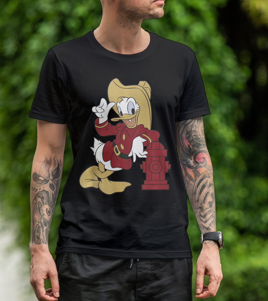 Disney Donald Duck Firefighter Hydrant Pose T-Shirt